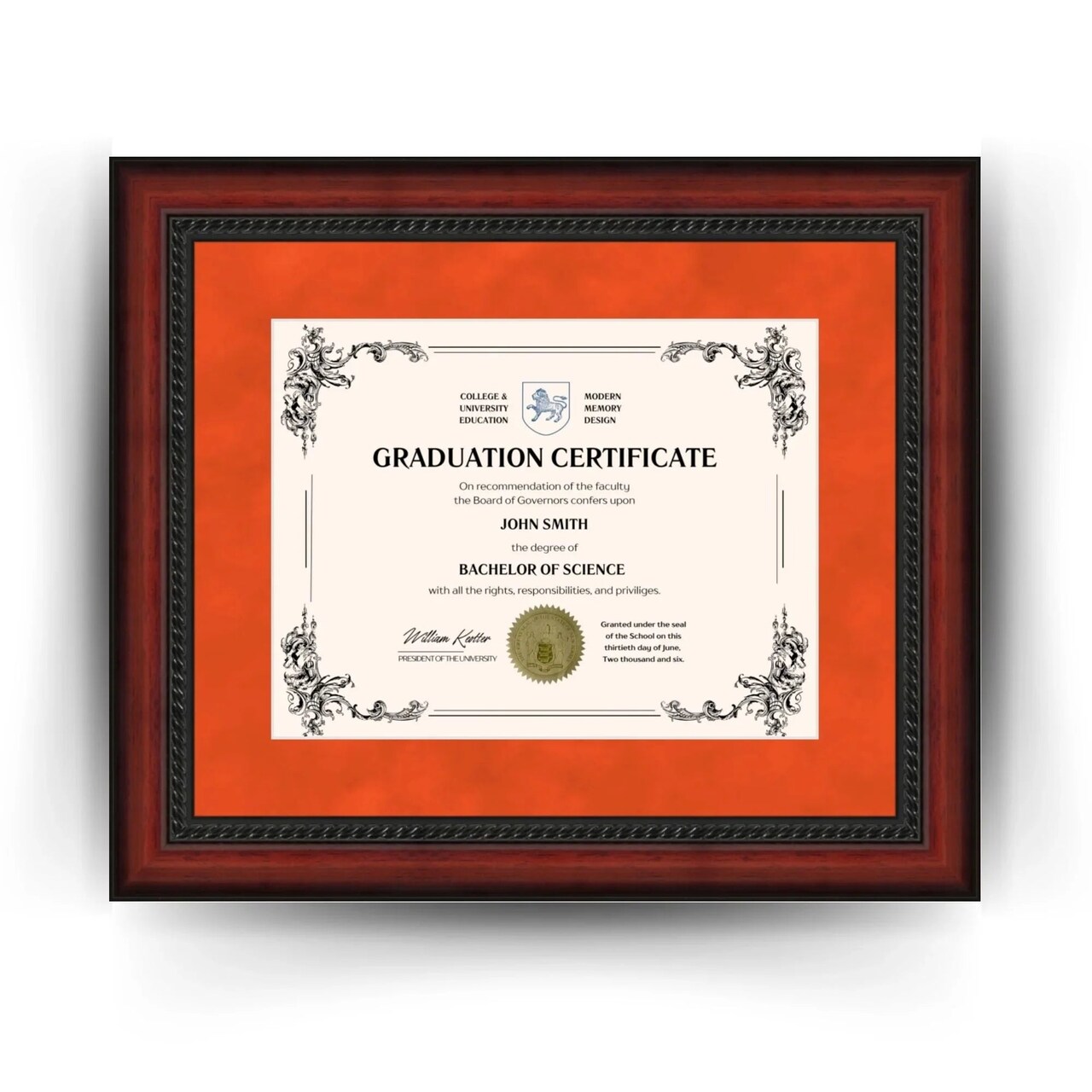 Clemson University 11x14 Diploma Frame for 8.5x11 Certificate Orange
